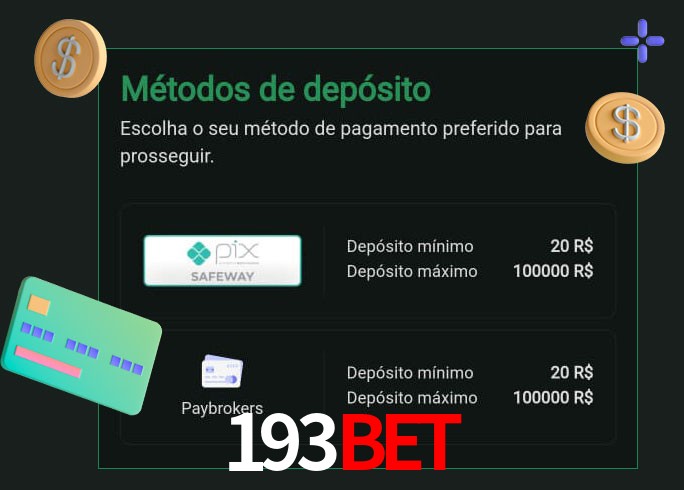 O cassino 193BET oferece uma grande variedade de métodos de pagamento